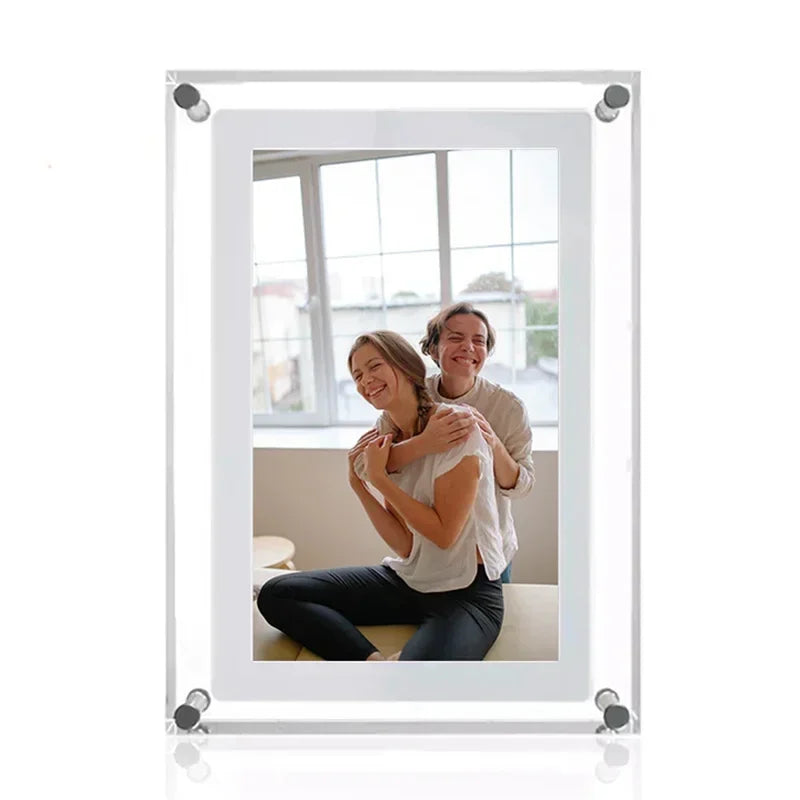 **CrystalView 5" Acrylic Digital Photo Frame – IPS Display | 1000mAh Battery | 2GB Memory**