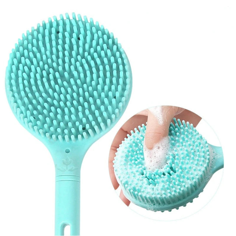 Double-Sided Shower Body Brush Silicone Long Handle Bathroom Wash Brush Bathing Massage Back Body Exfoliating Brush -  Streetsharks