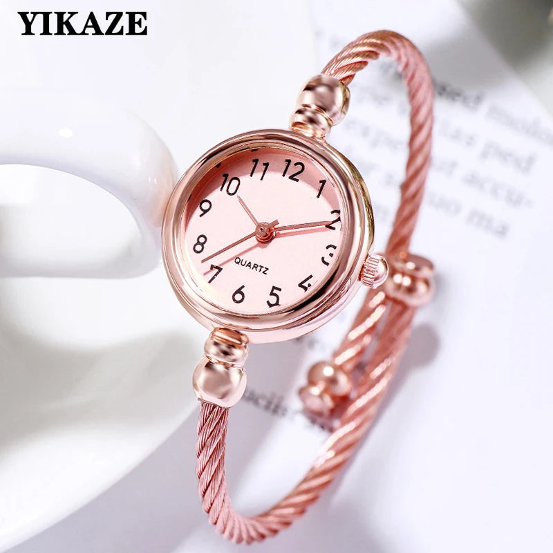 YIKAZE Women Bracelet Watch Retro Gold Bangle Women Watches Stainless Steel Retro Ladies Quartz Wristwatch Clock Dress Watch TU Streetsharks