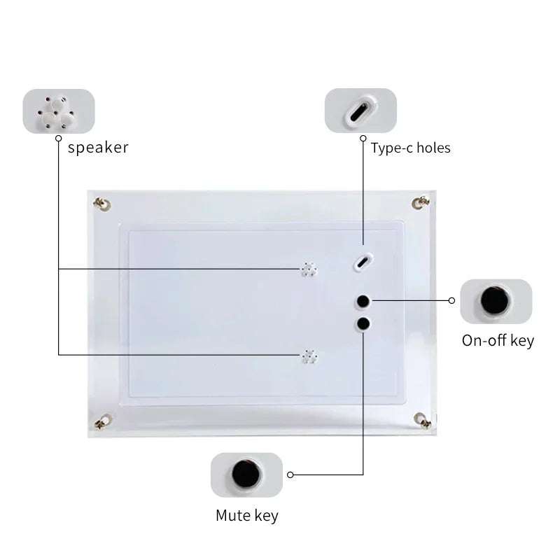 **CrystalView 5" Acrylic Digital Photo Frame – IPS Display | 1000mAh Battery | 2GB Memory**