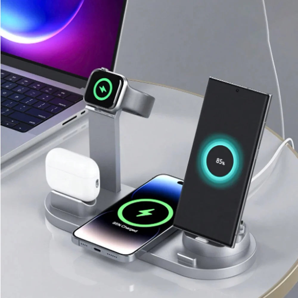 30W 6 in 1 Wireless Charger Stand Pad For iPhone 15 14 13 12 X Apple Watch Fast Charging Dock Station for Airpods Pro iWatch 7