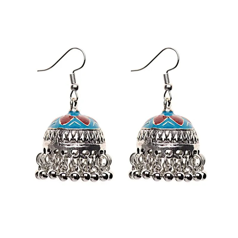 Ethnic Retro Geometric Turkish Jhumka Earrings For Women Indian Jewelry Flower Gold Color Bell Tassel Dangling Earrings Streetsharks