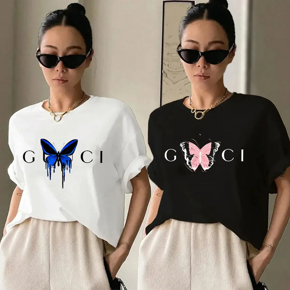 Women Brand T-shirt Classic Short Sleeves Tops&Tees Summer Breathable Harajuku Fashion Luxury Blouse Youthful Clothes for Woman