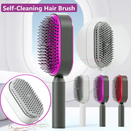 Self Cleaning Hairbrush For Women One-key Cleaning Hair Loss Airbag Massage Scalp Comb Anti-Static Hairbrush StreetSharks