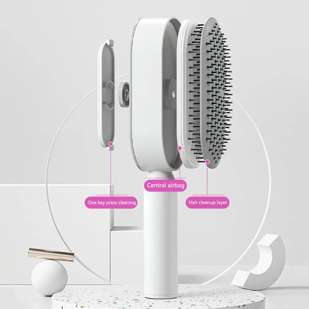 Self Cleaning Hairbrush For Women One-key Cleaning Hair Loss Airbag Massage Scalp Comb Anti-Static Hairbrush StreetSharks