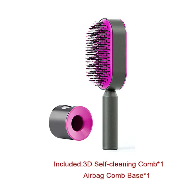 Self Cleaning Hairbrush For Women One-key Cleaning Hair Loss Airbag Massage Scalp Comb Anti-Static Hairbrush StreetSharks