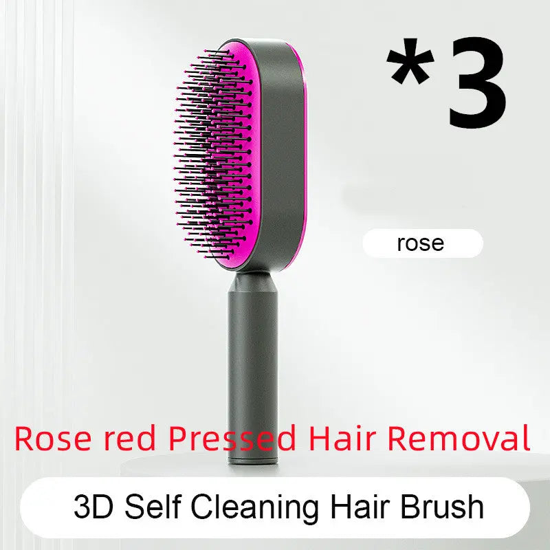 Self Cleaning Hairbrush For Women One-key Cleaning Hair Loss Airbag Massage Scalp Comb Anti-Static Hairbrush StreetSharks