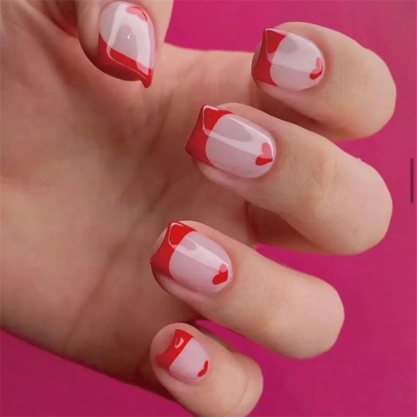 24Ps/Set Square Head Coffin Wearing False Nails Art Pink Matte French Fake Nails Leopard Artificial Acrylic White Press on Nails - Streetsharks