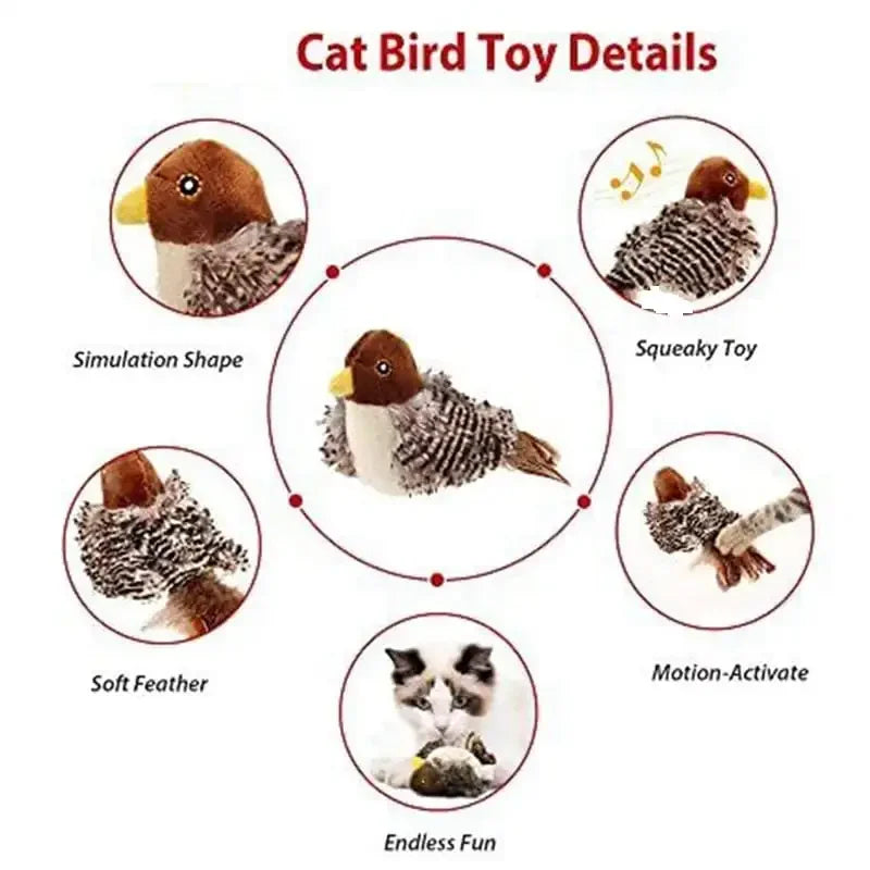 Flapping Bird Cat Toy, Interactive Flappy Bird Cat Toy Bird Toy for Cats, Simulated Chirping Bird Cat Toy, Interactive Cat Toy