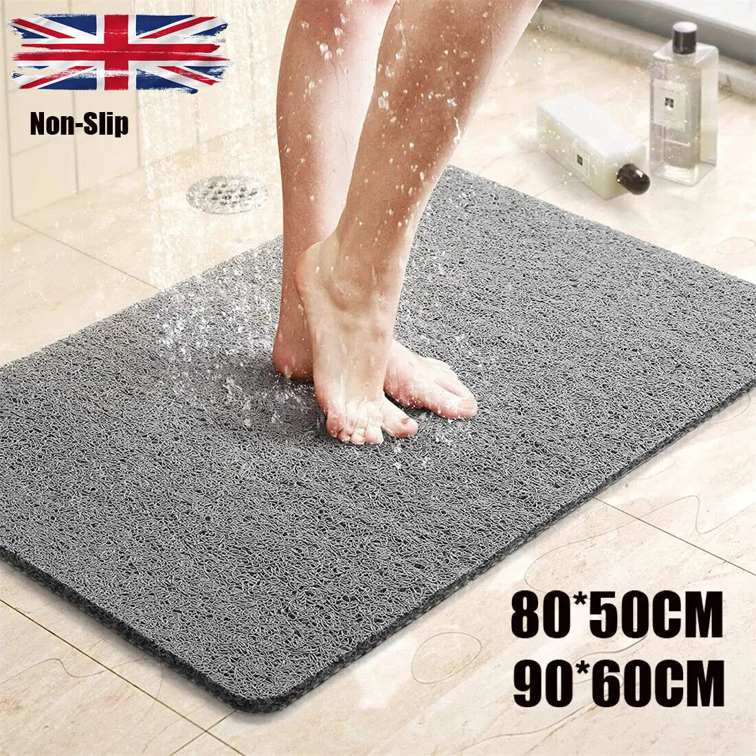 Shower Mat For Inside Shower Silk Circle Bath Mat NonSlip Anti Mould PVC BathMat-Two Size StreetSharks