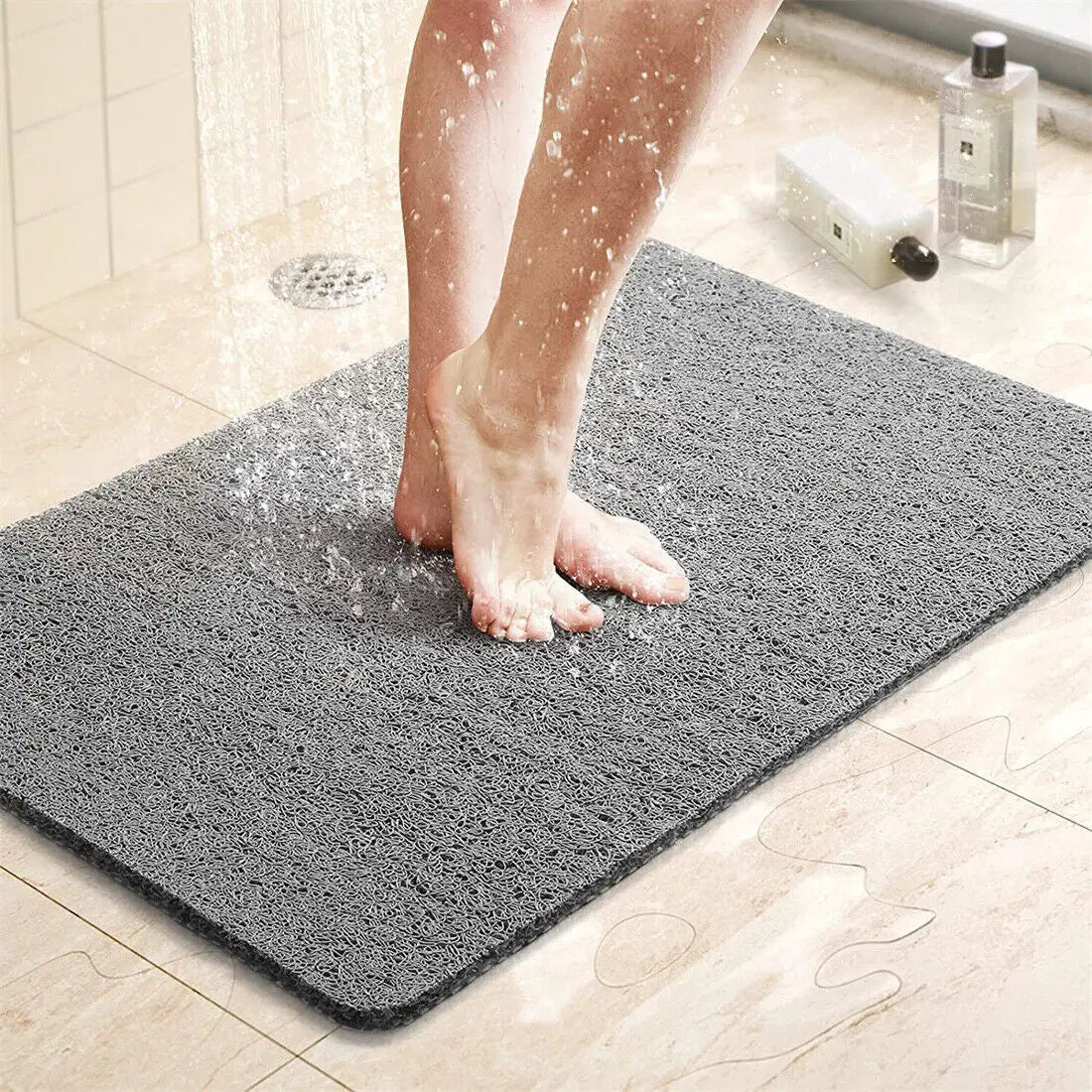 Shower Mat For Inside Shower Silk Circle Bath Mat NonSlip Anti Mould PVC BathMat-Two Size StreetSharks