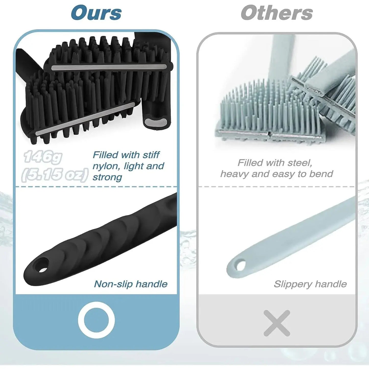 Silicone Back Scrubber,Long Handle Body Scrubber,Light&Easy-to-Hold Shower Brush for Skin Cleaning&Exfoliating with a Free Hook Streetsharks