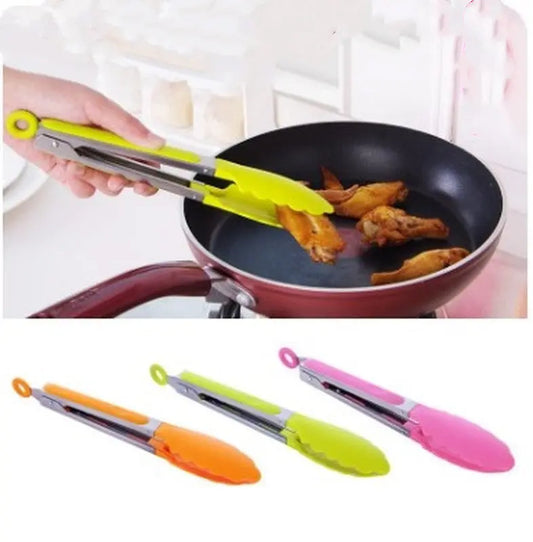 Silicone Kitchen Cooking Salad Utensils BBQ Clip Stainless StreetSharks