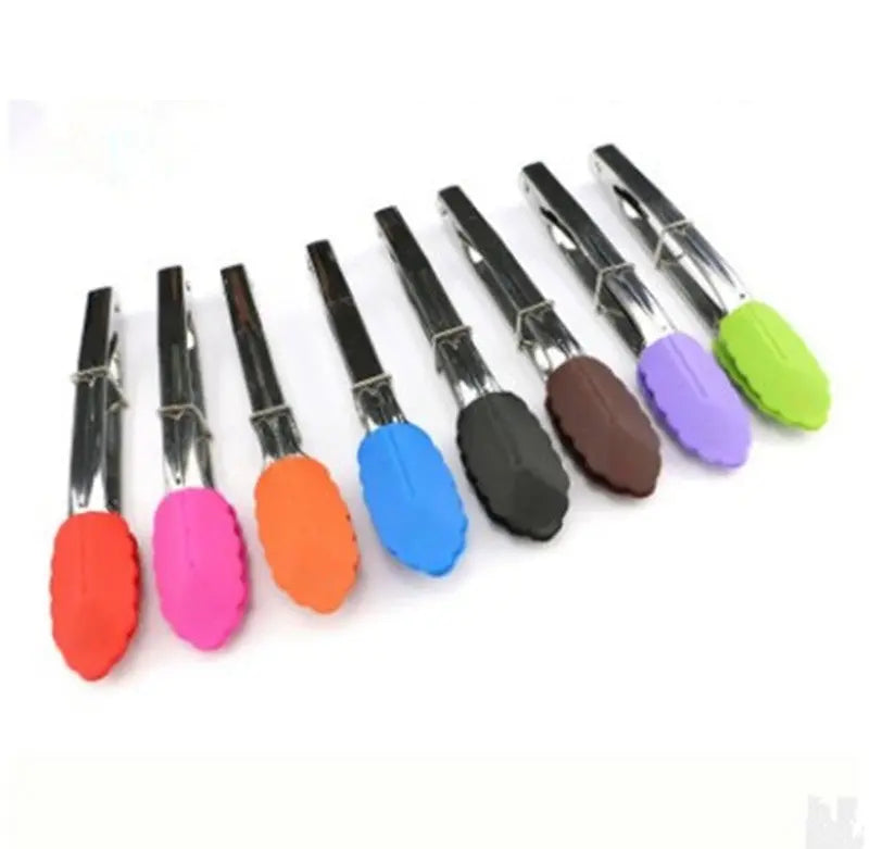 Silicone Kitchen Cooking Salad Utensils BBQ Clip Stainless StreetSharks