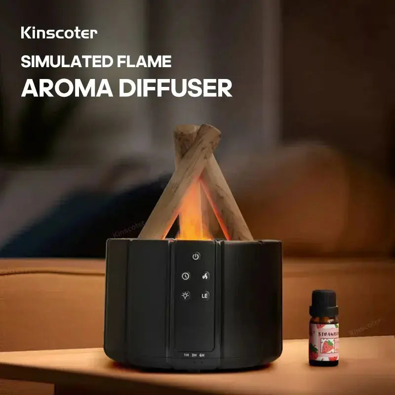 Simulated Flame Aroma Diffuser Bonfire Air Humidifier Ultrasonic Cool Mist Maker Fogger LED Essential Oil Lamp Difusor - Streetsharks