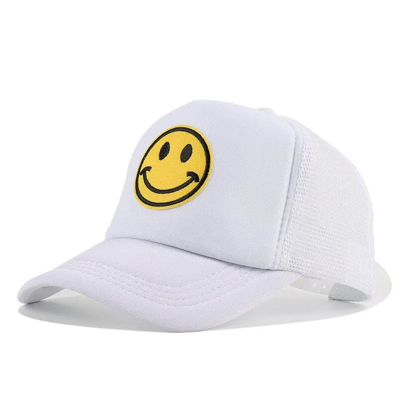 Smile Face Embroidery Baseball Caps K-pop Black Cotton Adjustable Hip Hop Cap Streetsharks