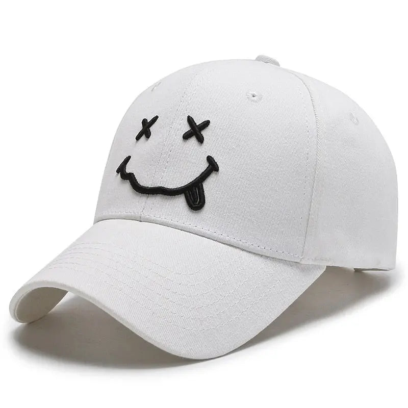 Smile Face Embroidery Baseball Caps K-pop Black Cotton Adjustable Hip Hop Cap Streetsharks