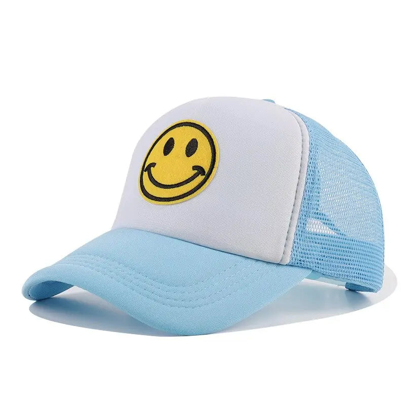 Smile Face Embroidery Baseball Caps K-pop Black Cotton Adjustable Hip Hop Cap Streetsharks