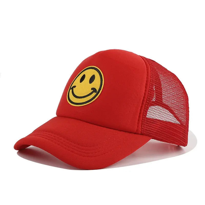 Smile Face Embroidery Baseball Caps K-pop Black Cotton Adjustable Hip Hop Cap Streetsharks