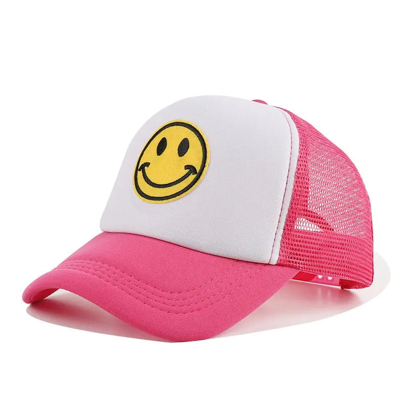 Smile Face Embroidery Baseball Caps K-pop Black Cotton Adjustable Hip Hop Cap Streetsharks