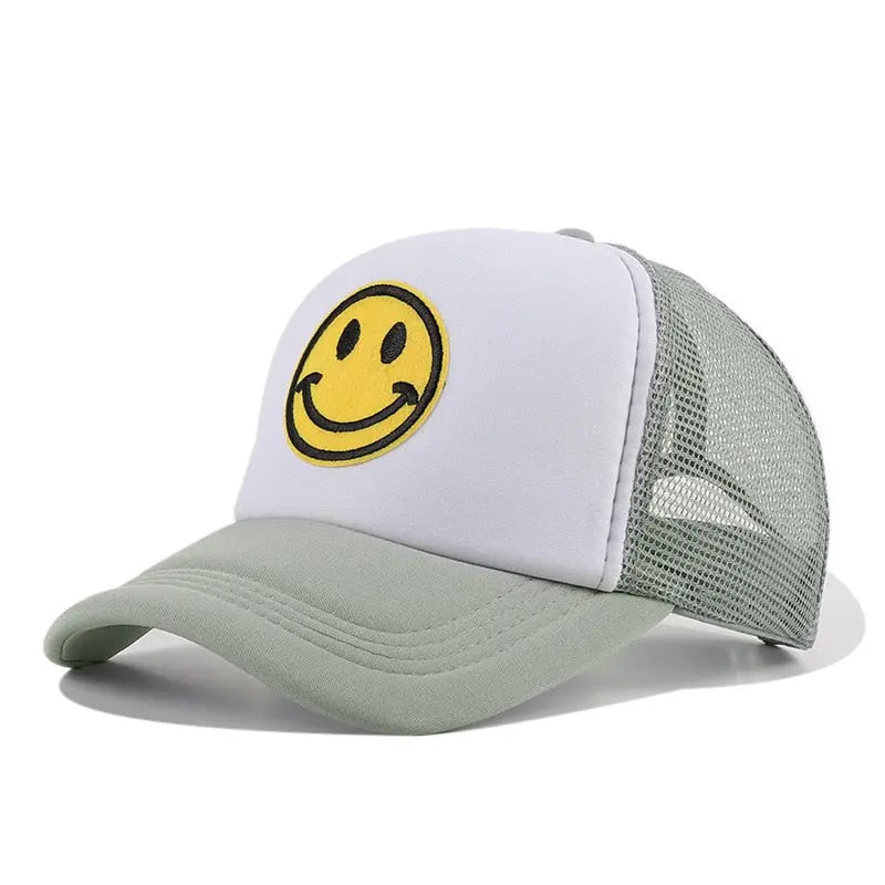 Smile Face Embroidery Baseball Caps K-pop Black Cotton Adjustable Hip Hop Cap Streetsharks