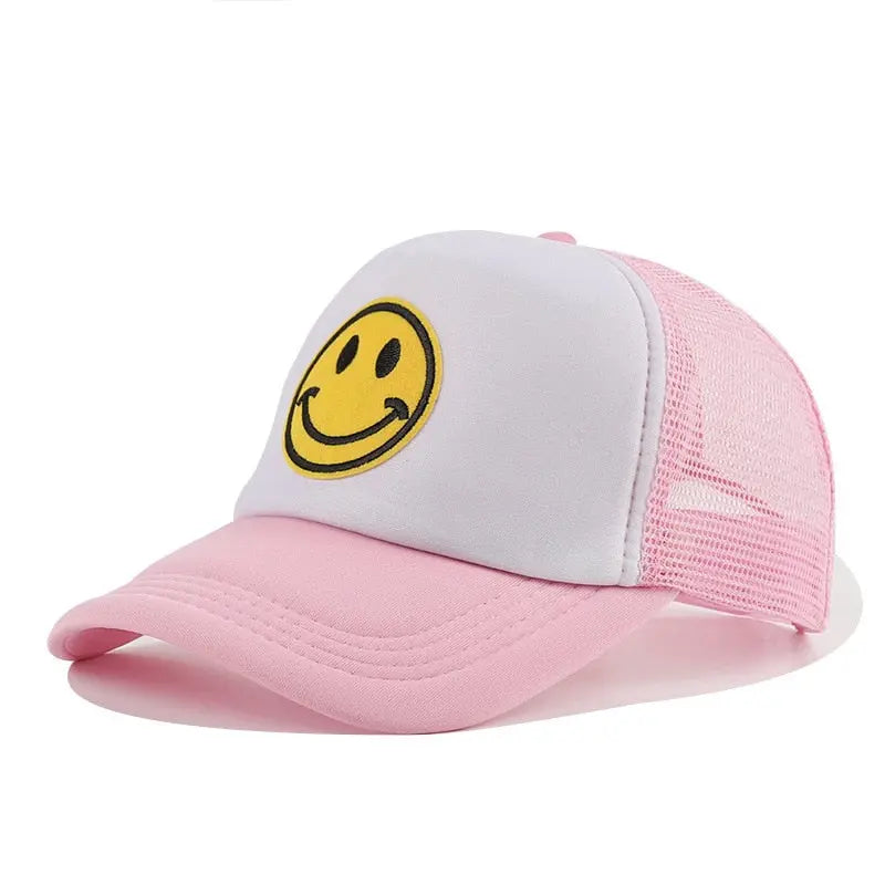 Smile Face Embroidery Baseball Caps K-pop Black Cotton Adjustable Hip Hop Cap Streetsharks