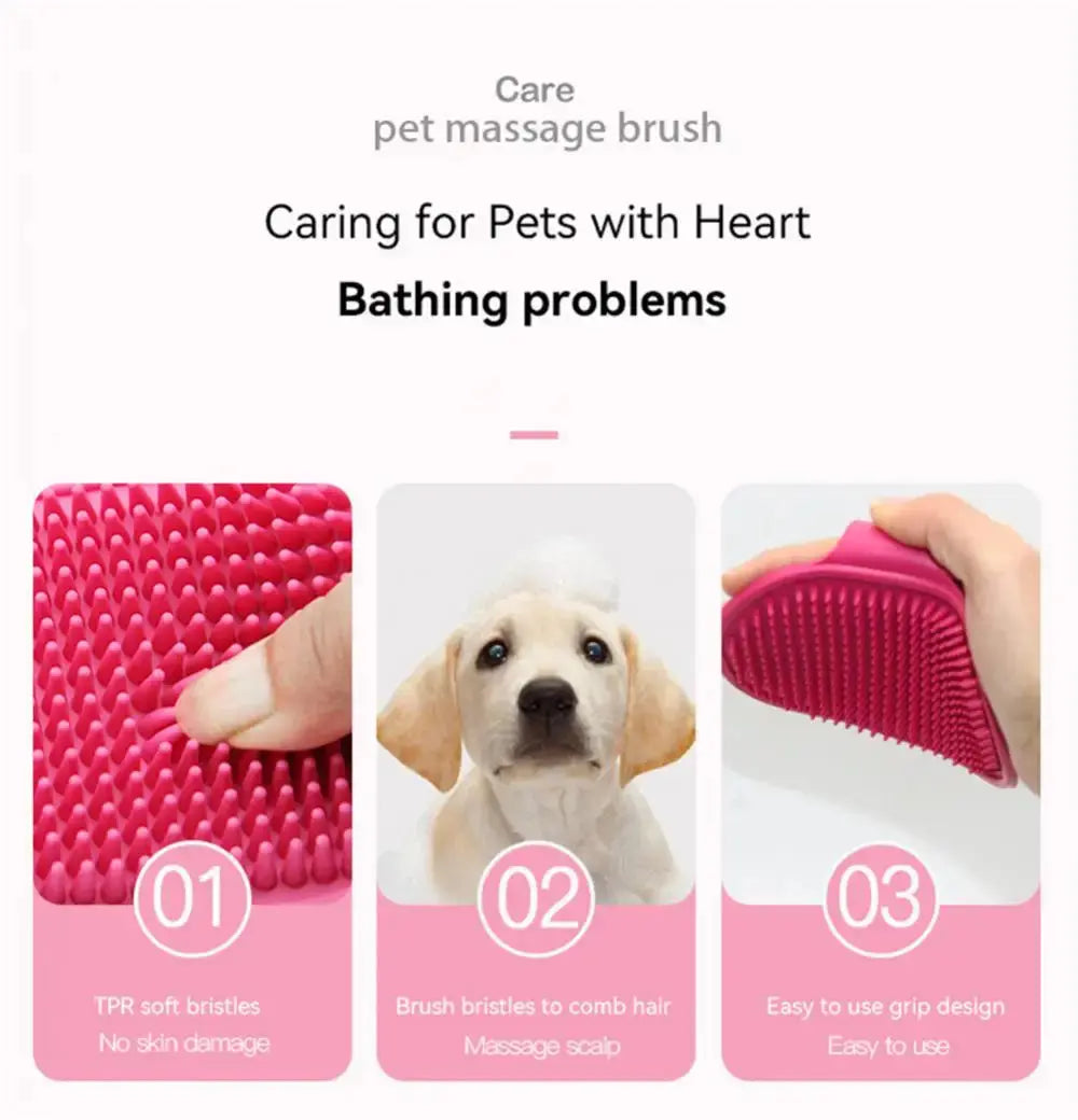 Soft Rubber Dog Cat Brush Pet Bath Silicone Comb Massage Comb Hair Remover Pet Supplies Dog Grooming Wash Cleaning Equipment Streetsharks