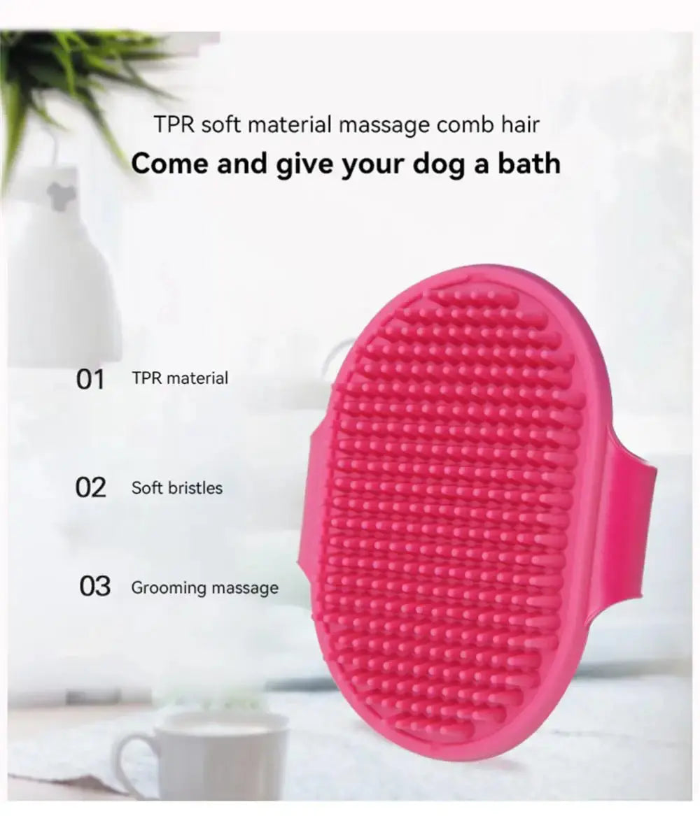 Soft Rubber Dog Cat Brush Pet Bath Silicone Comb Massage Comb Hair Remover Pet Supplies Dog Grooming Wash Cleaning Equipment Streetsharks