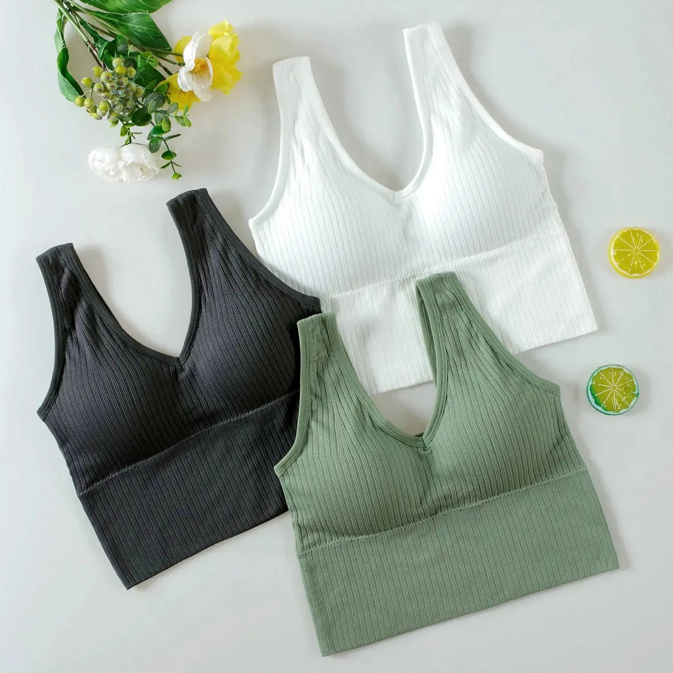 Sports Bra Basic Crop Top Underwear V-Tie Bra Padded Wireless Tube Top Tank Bra Sleeveless Streetsharks