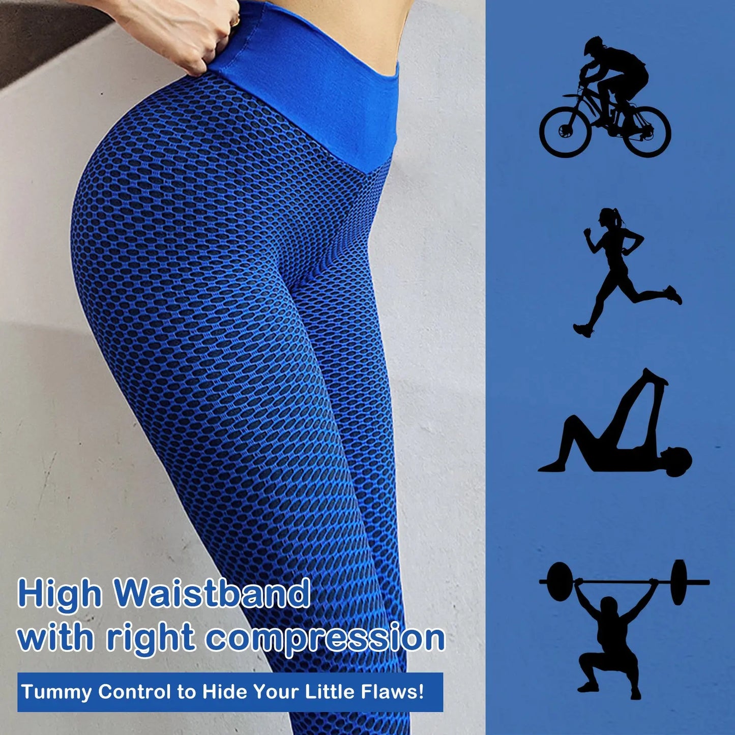 Sports High Waist Yoga Pants, Plus Size Women's Butt Lifting Workout Tights StreetSharks