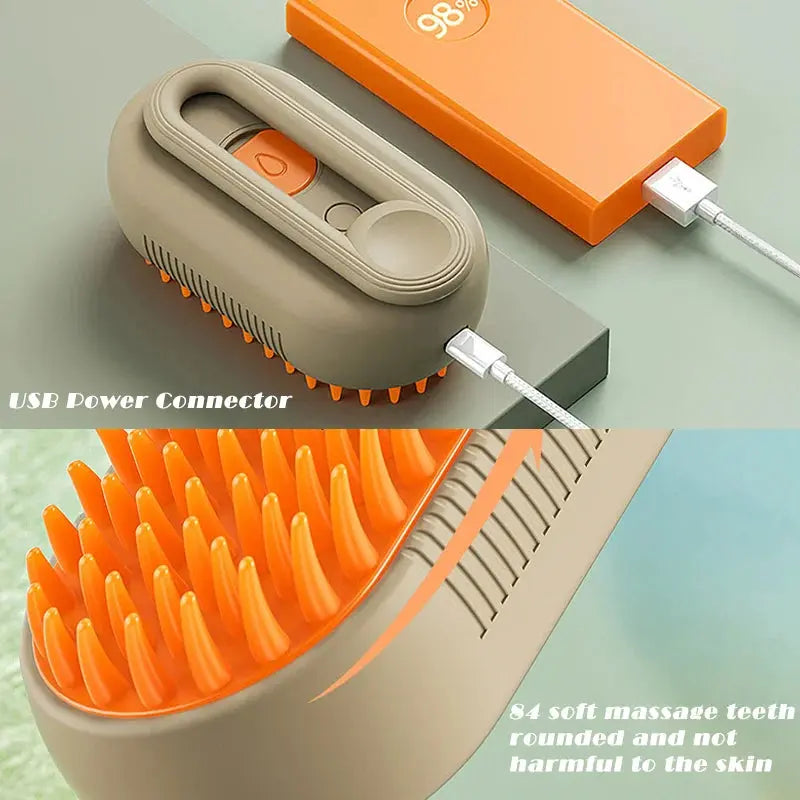 Steamy Cat Brush 3 in 1 Electric Anti-splashing for Massage Pet Grooming Comb Hair Removal Combs New Cat Brush with Steam Spray Streetsharks