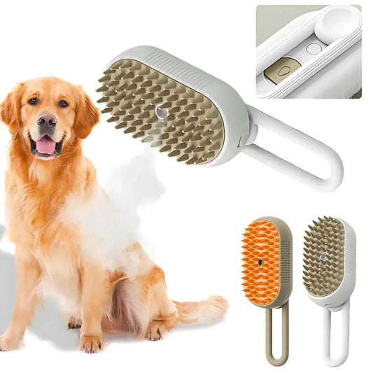 Steamy Dog Brush Electric Spray Cat Hair Brush 3 in1 Dog Steamer Brush for Massage Pet Grooming Removing Tangled and Loose Hair Streetsharks