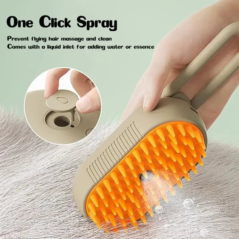 Steamy Dog Brush Electric Spray Cat Hair Brush 3 in1 Dog Steamer Brush for Massage Pet Grooming Removing Tangled and Loose Hair Streetsharks