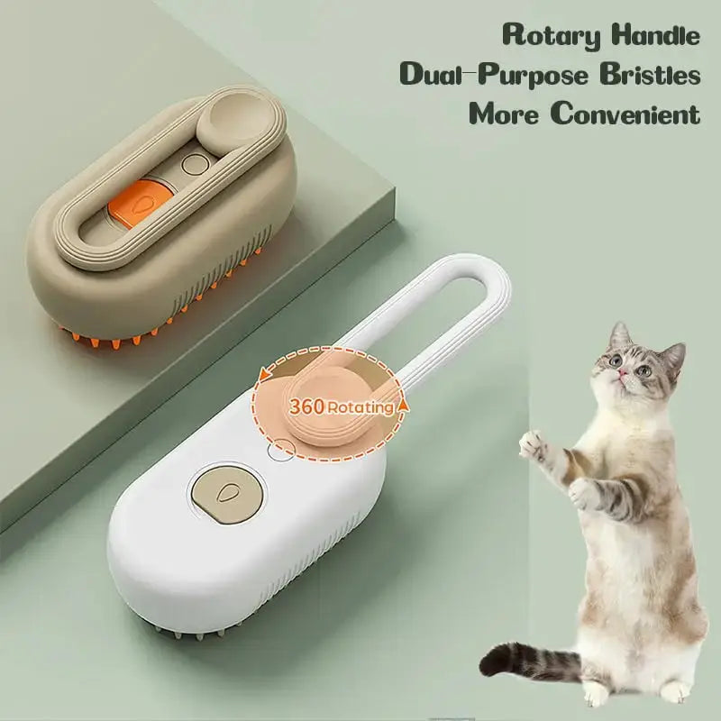 Steamy Dog Brush Electric Spray Cat Hair Brush 3 in1 Dog Steamer Brush for Massage Pet Grooming Removing Tangled and Loose Hair Streetsharks