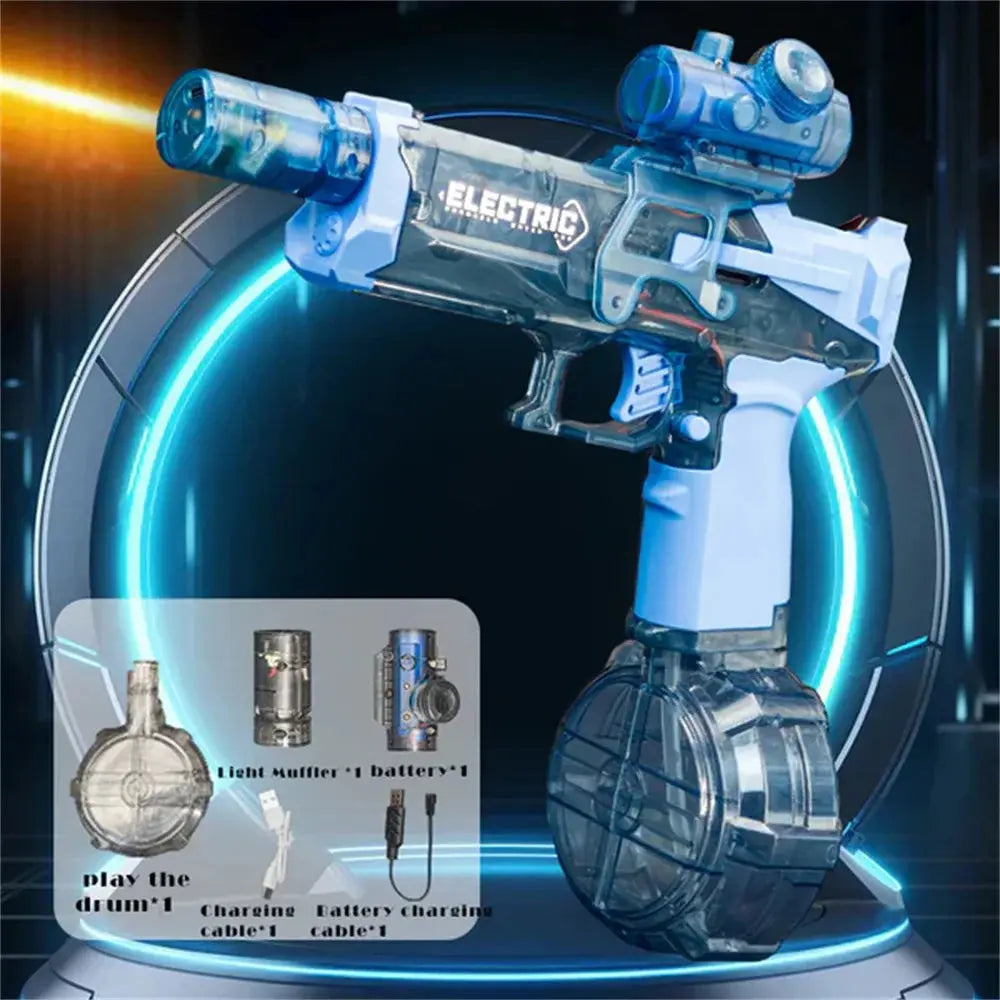 Summer New Electric Continuous Water Gun Simulated Flame Sensor Light Fully Automatic Water Gun with Manual Power Unit - Streetsharks