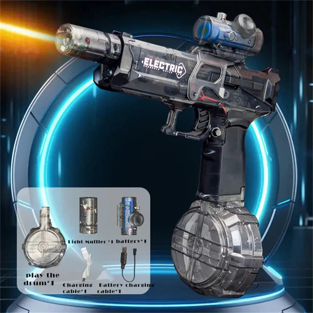 Summer New Electric Continuous Water Gun Simulated Flame Sensor Light Fully Automatic Water Gun with Manual Power Unit - Streetsharks