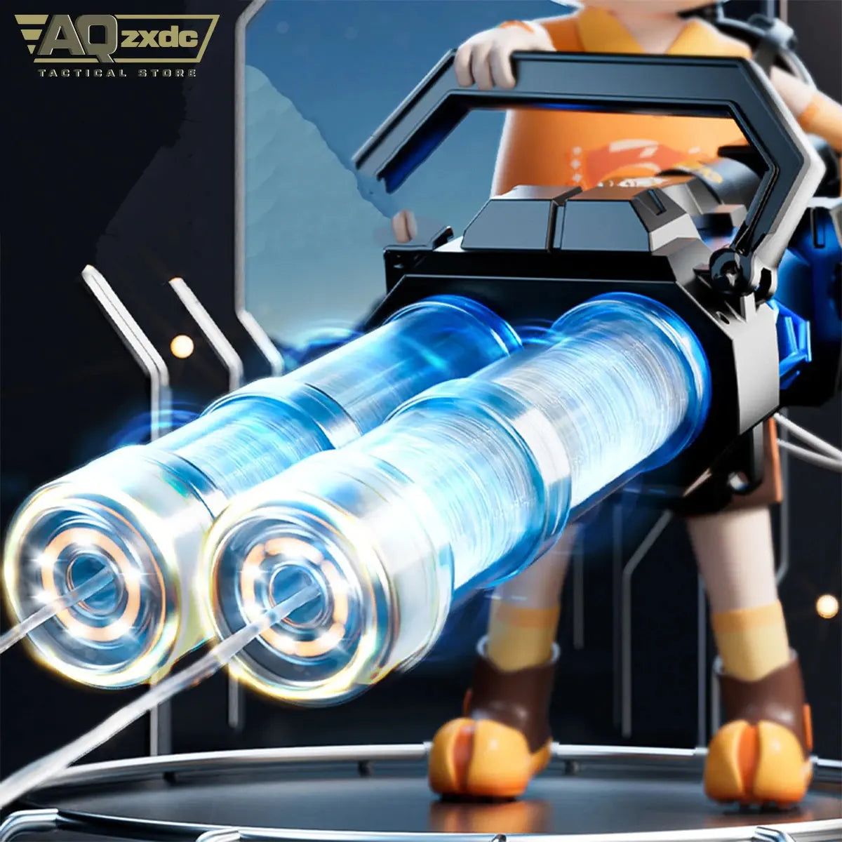 Summer Outdoor Electric Burst Water Bomb Gun Simulates flame and automatically and glows with water storage backpack Gatling Toy Streetsharks