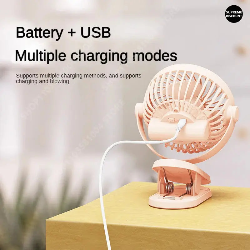 Table Mini Fan with Sturdy Clamp USB Powered with 3 Speeds Strong Mute Airflow for Office Bathroom Kitchen Dormitory 10000mAh Streetsharks