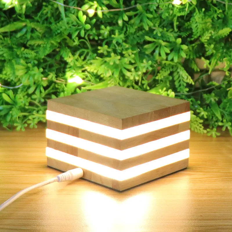 The New Night Light Creative Solid Wood LED Night Light New Strange Wooden Table Lamp Square Bedroom Bedside Lamp Streetsharks