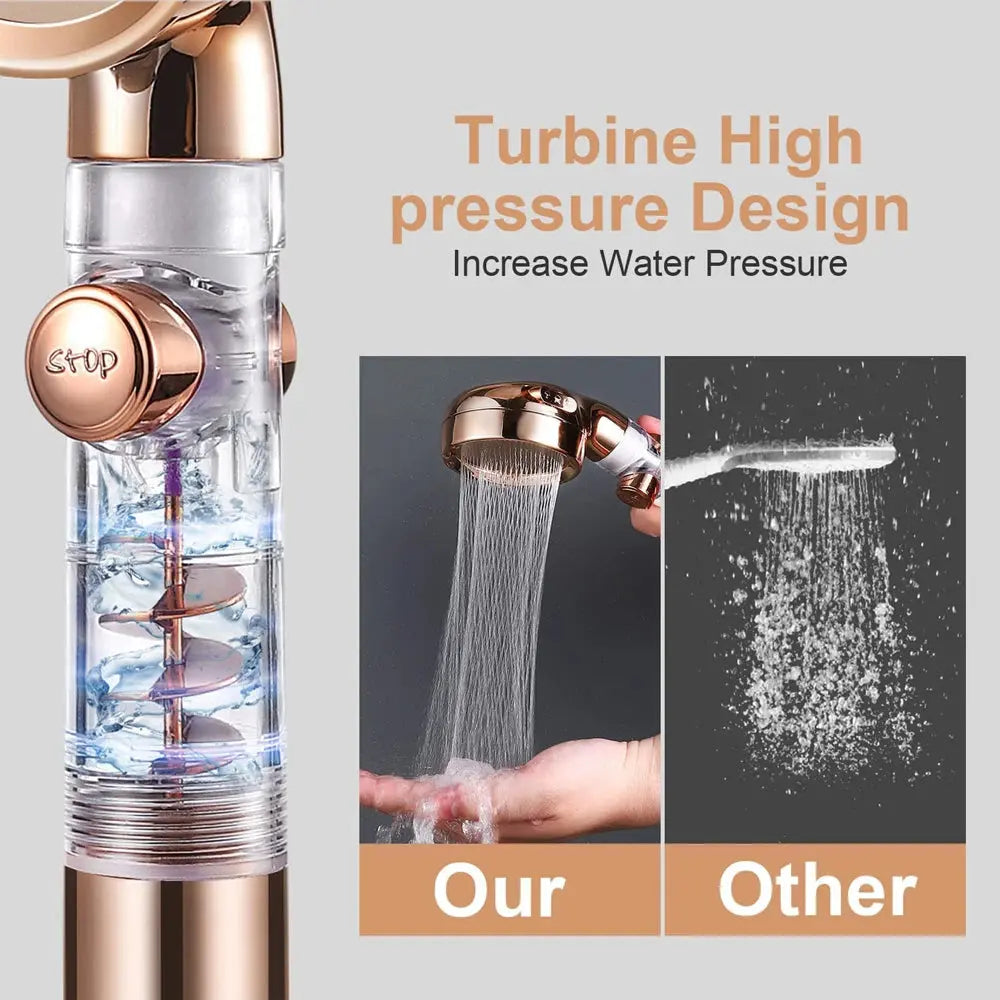 Turbocharged Shower Head 3 Modes High Pressure Water Saving Adjustable Handheld Showerhead Massage Filter Rainfall Nozzle - Streetsharks