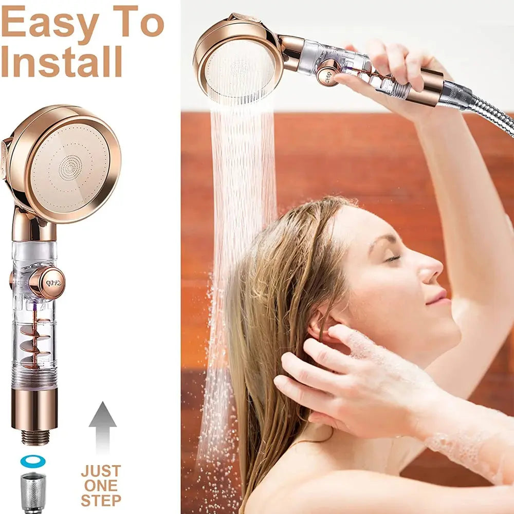 Turbocharged Shower Head 3 Modes High Pressure Water Saving Adjustable Handheld Showerhead Massage Filter Rainfall Nozzle - Streetsharks