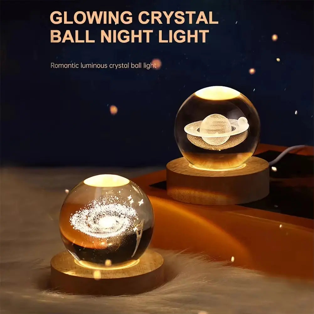 Unique 3D Crystal Ball Lamp with Galaxy and Planetary Projections USB Night Light for Cozy Atmosphere Plasma Ball - Streetsharks