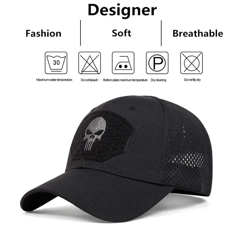 Unisex Skull Embroidery Lable Breathable Baseball Caps Spring and Autumn Outdoor Adjustable Casual Hat Sunscreen Hat Streetsharks