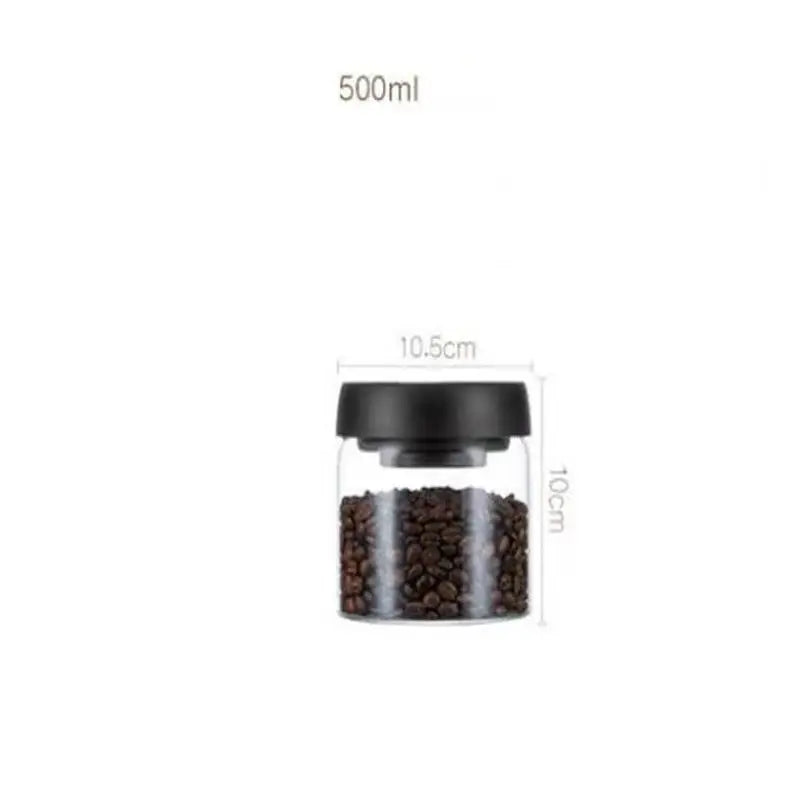 Vacuum Sealed Jug Set Black Coffee Beans Glass Airtight Canister Kitchen Food Grains Candy Keep Good Storage Jar Set Kitchen Gadgets Streetsharks