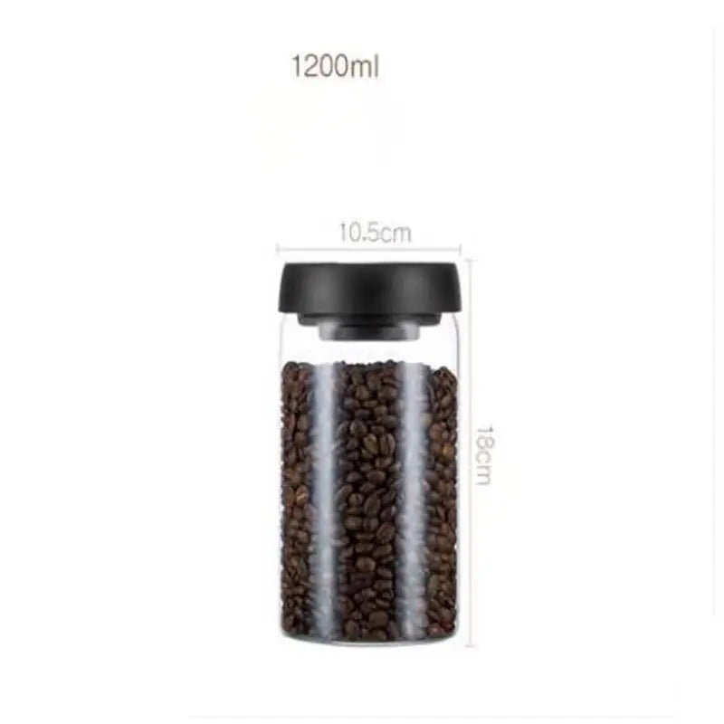 Vacuum Sealed Jug Set Black Coffee Beans Glass Airtight Canister Kitchen Food Grains Candy Keep Good Storage Jar Set Kitchen Gadgets Streetsharks