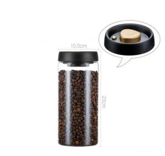 Vacuum Sealed Jug Set Black Coffee Beans Glass Airtight Canister Kitchen Food Grains Candy Keep Good Storage Jar Set Kitchen Gadgets Streetsharks