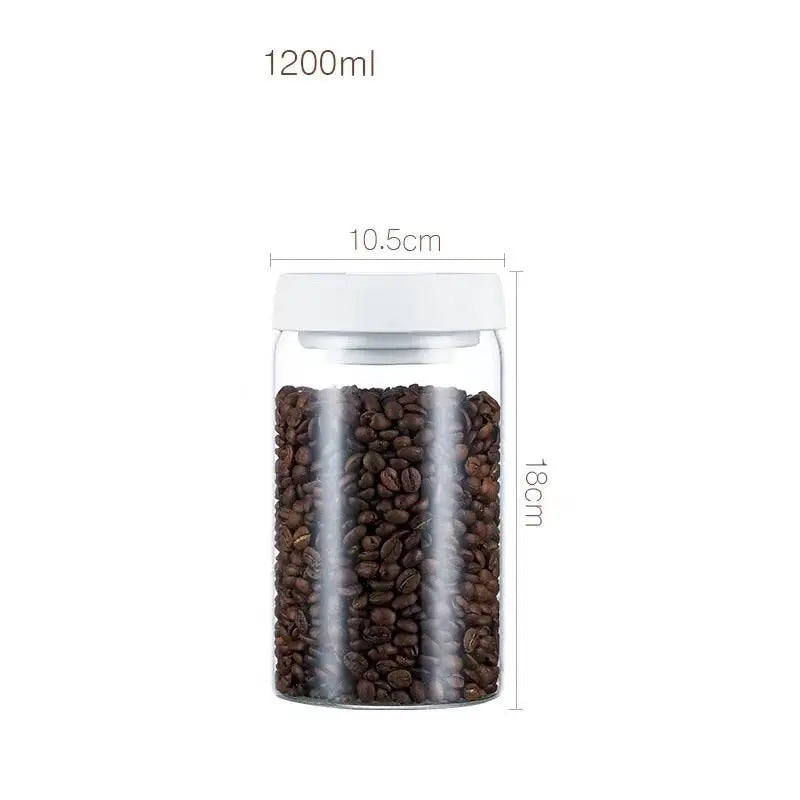 Vacuum Sealed Jug Set Black Coffee Beans Glass Airtight Canister Kitchen Food Grains Candy Keep Good Storage Jar Set Kitchen Gadgets Streetsharks