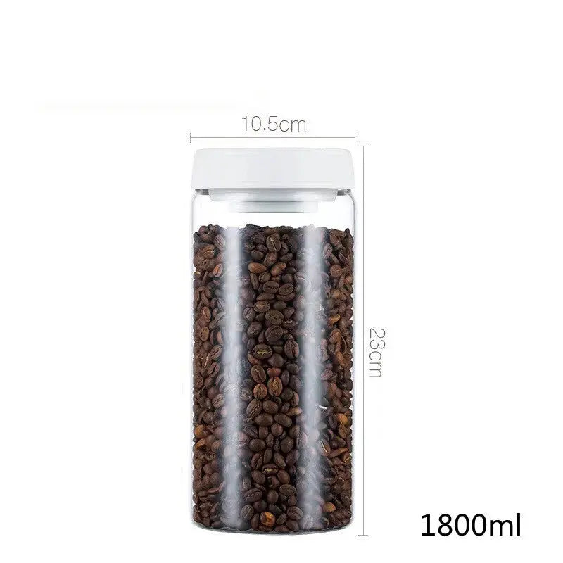 Vacuum Sealed Jug Set Black Coffee Beans Glass Airtight Canister Kitchen Food Grains Candy Keep Good Storage Jar Set Kitchen Gadgets Streetsharks