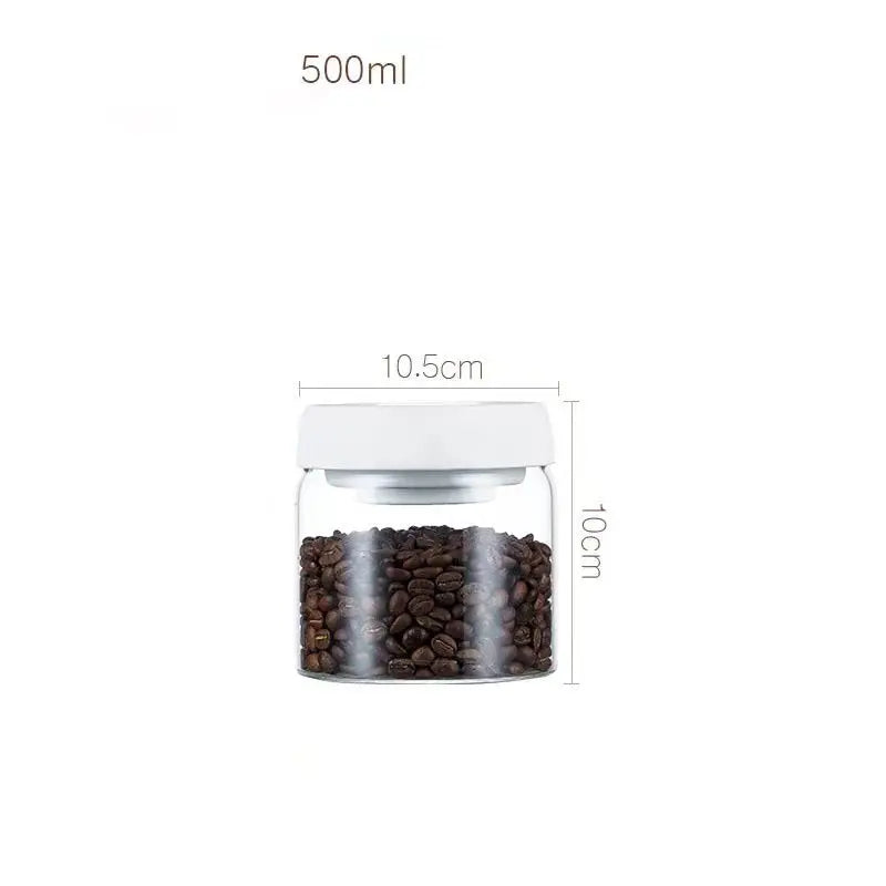 Vacuum Sealed Jug Set Black Coffee Beans Glass Airtight Canister Kitchen Food Grains Candy Keep Good Storage Jar Set Kitchen Gadgets Streetsharks