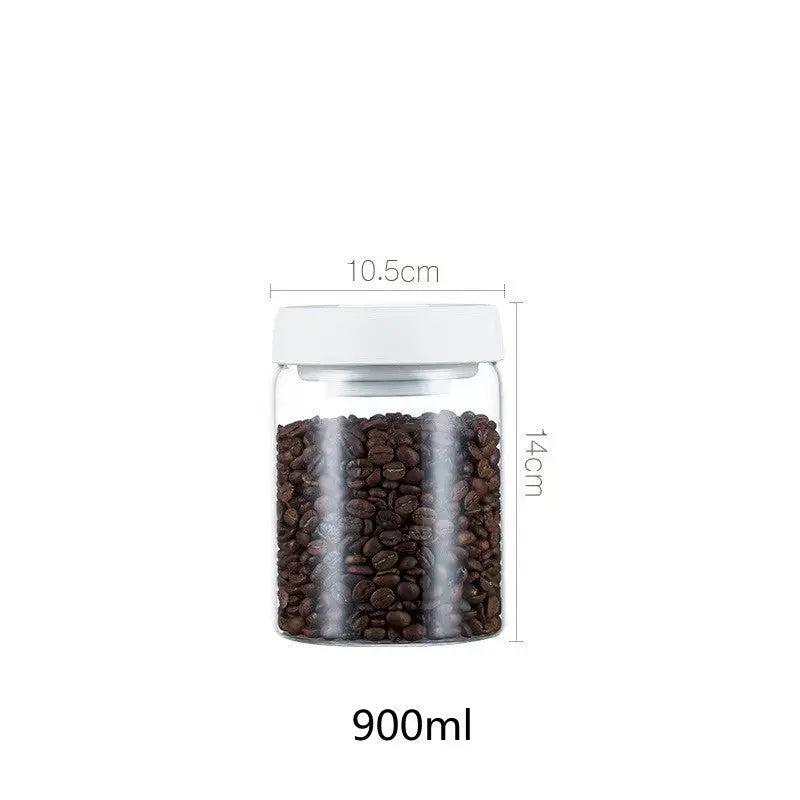 Vacuum Sealed Jug Set Black Coffee Beans Glass Airtight Canister Kitchen Food Grains Candy Keep Good Storage Jar Set Kitchen Gadgets Streetsharks